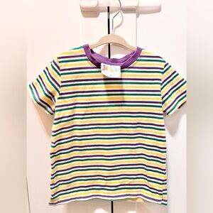 Jelly Beans Purple-Trim Striped Tee with Yellow & Green Accents